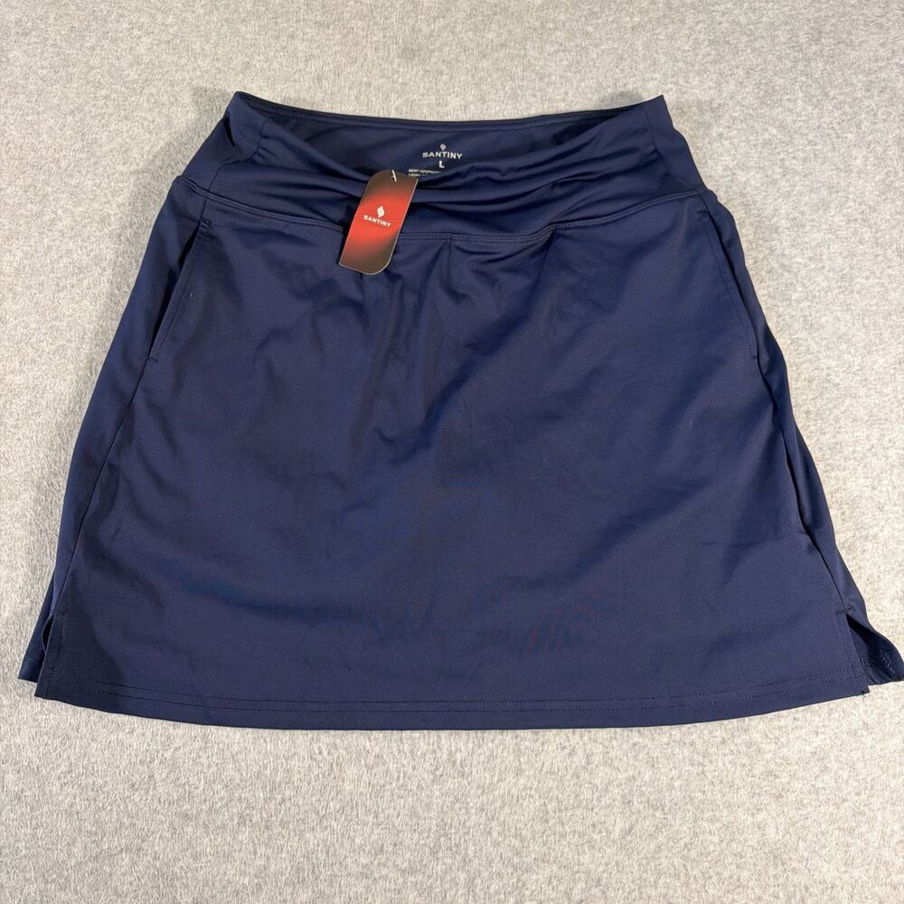 NWT Tennis Golf Skirt Skort Santiny Womens L Pockets Blue Athletic Running